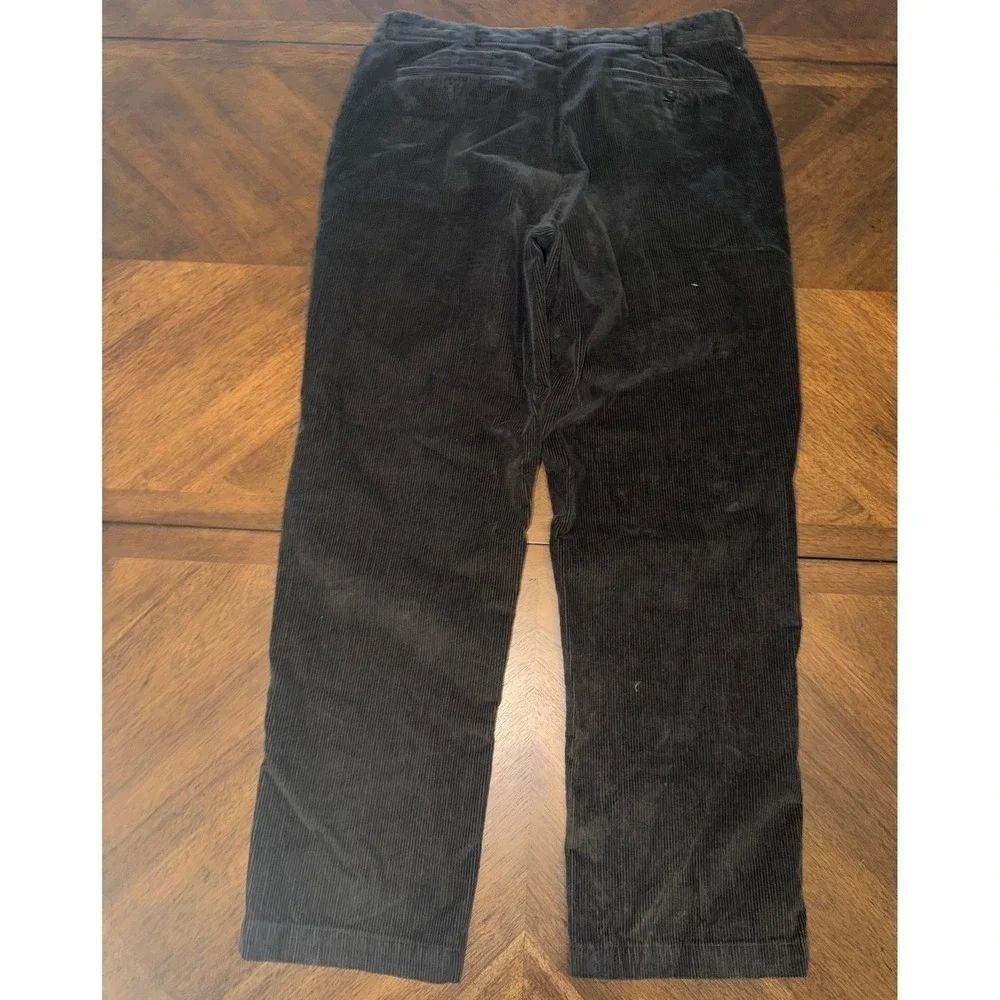 LL Bean Classic Fit Corduroy Pants Mens 35x32 Brown Stretch Cotton ID 502835